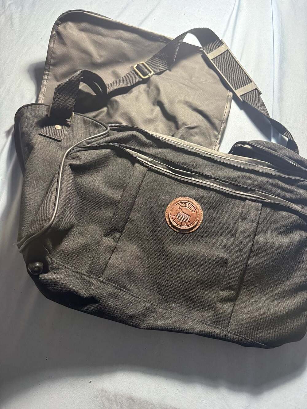 American Flyer Black Messenger Bag Travel Laptop Bag